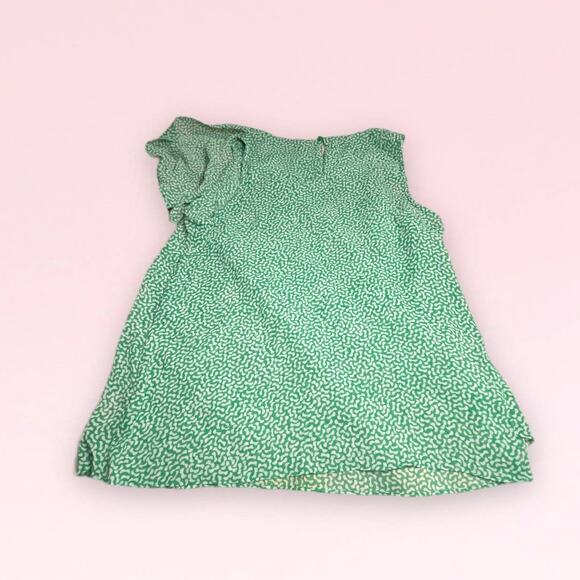 HD in Paris (Anthropologie Import) Green Abstract Ruffle Front Tank Blouse 6 - Picture 8 of 9